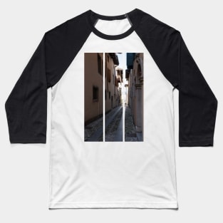 North Italy Life in the center of the lombard medieval city. Walking through narrow streets and walls. Sunny summer day. (vertical) Baseball T-Shirt